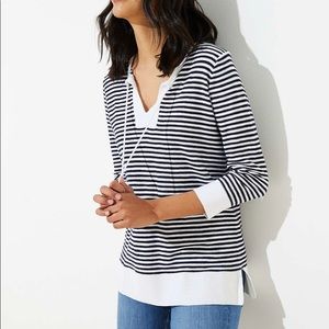 NWT Loft navy + white striped cotton tunic